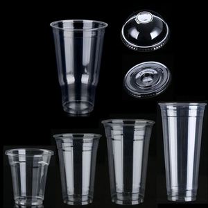 Gobelet en plastique de haute qualité avec couvercle, personnalisable avec logo, pour boissons froides (bubble tea, café, smoothies, jus) - Product Image 1