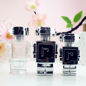 Botella de Perfume Cuadrada Mate Transparente Recargable con Pulverizador de Rosca, Modelo <span class=keywords><strong>Robot</strong></span>, 50ml - Product Image 4