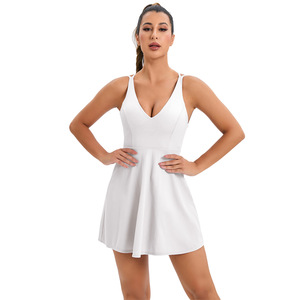 RUIQUWIN, vestido deportivo de alta calidad para mujer, Sujetador deportivo con espalda cruzada, faldas de tenis, vestidos atléticos con sujetadores integrados, pantalones cortos - Product Image 2
