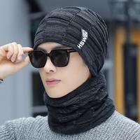 Topi Ski wol tebal lembut pria wanita, topi syal rajut musim dingin hangat leher hangat