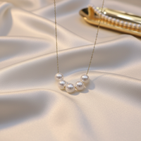 Collier pendentif rond en argent 925 plaqué or avec perle Edison et chaîne sourire, blanc haute brillance, tendance, unisexe, pour mariage