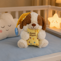 Peluche chien mignon, jouet en peluche doux, chiot endormi pour le coucher, cadeau en coton PP brodé