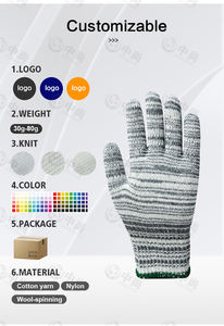 Guantes de Hilo de Algodón de Alta Calidad con Logotipo Personalizado, Venta al por Mayor en China, Guantes de Trabajo Industriales de Seguridad, Tejidos, Antideslizantes, con Puño Elástico de Cuero para Jardín - Product Image 6
