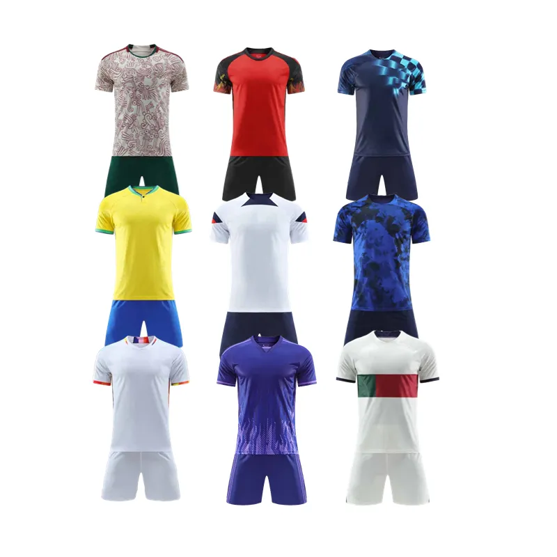 High quality sports team name youth football wear suppliers quick dry design soccer club logo soccer uniform set