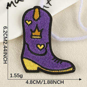Patch brodé Purple Skull Boots Ironing Mardi Gras pour accessoires, vêtements, chaussures et chapeaux - Product Image 5