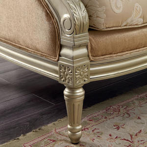 أريكة مقطعية عتيقة على الطراز الفرنسي والأمريكية من الخشب الصلب لشقة صغيرة من القماش المزدوج بثلاثة مقاعد للاستخدام المنزلي لغرفة المعيشة - Product Image 4