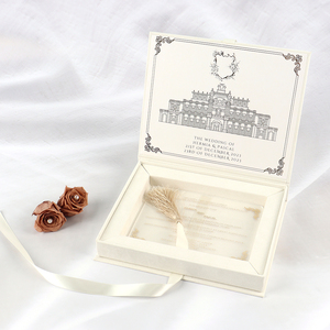 Tùy chỉnh đám cưới thẻ lời mời Hộp quà tặng sang trọng Acrylic đám cưới hộp lời mời cao cấp nhung hộp với Ribbon - Product Image 5