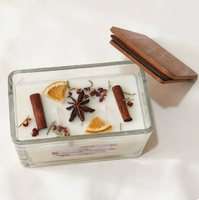 Bougie parfumée Lovsens Factory Orange Cannelle, décoration intérieure fraîche, bougie en cire végétale ronde ou carrée, parfumée, dans un bocal.