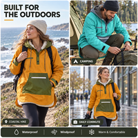 Poncho imperméable personnalisé, anorak doublé en polaire, coupe-vent, veste à manches longues pour la randonnée, le camping et les activités de plein air