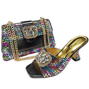 Italian PU Open Toe Slip-On <b>Wedges</b> and Stones Bridal Shoes <b>Set</b> for Women Summer Winter African Party Designer Inmyshop - Product Image 1