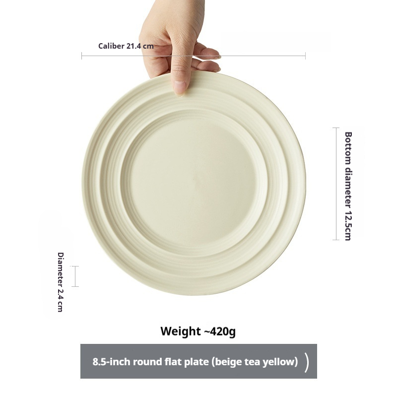 Thé de riz Jaune - Assiette plate ronde de 8,5 pouces