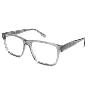 Monturas de Gafas Cuadradas Clásicas <span class=keywords><strong>para</strong></span> <span class=keywords><strong>Hombre</strong></span>, Acetato de Alta Calidad con Bisagras Metálicas <span class=keywords><strong>para</strong></span> Todas las Formas de Rostro, Color Negro/Gris - Product Image 2