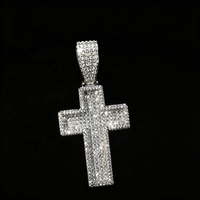 Pendentif Croix Moissanite Pavé Complet en Argent Sterling 925, Style Hip Hop, pour Chaînes Cubaines de 14 mm, Passe le Testeur de Diamant, Qualité Usine