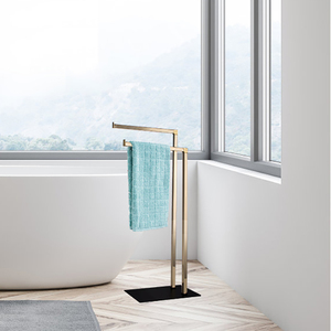 Stendibiancheria per <span class=keywords><strong>asciugamani</strong></span> domestici a pavimento in piedi due strati portasciugamani con fondo in vetro nero portasciugamani bagno - Product Image 3