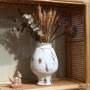 Jarrón de cerámica <span class=keywords><strong>Coase</strong></span> Vintage blanco hecho a mano jarrones de cerámica desgastados hechos a mano decoración del hogar de entrada para centros de mesa de flores secas - Product Image 1