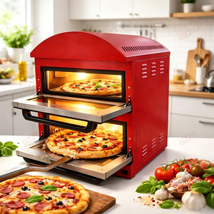 Elektrikli Çift Katlı 2 Tepsili Tezgah Üstü Ticari Fırın, Dijital Kontrollü Unlu Mamüller Ekmek Pizza Fırını, 2 Adet Pizza Taşıyla - Product Image 2