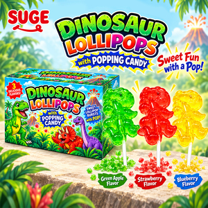 Bonbons en gros pour fêtes d'enfants, sucettes en forme de dinosaure, bonbons pétillants, bonbons durs aux saveurs fruitées, collations sucrées amusantes pour la vente en gros de bonbons - Product Image 2