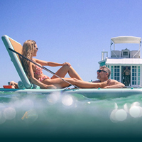 Gran oferta, juego de agua, cubierta flotante inflable para el sol, isla flotante, Salón/Fiesta, plataforma de ocio, muelle flotante inflable para fiesta