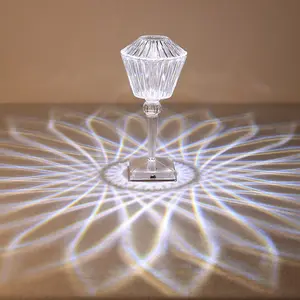 Toptan akülü restoran kristal masa lambası dokunmatik şarj edilebilir Mini Led masa lambası USB