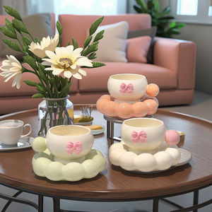 Set di Tazza e Piattino in Ceramica di Alta Qualità, Design Minimalista Nordico con Manico, Utensili per Tè Pomeridiano per Casa e Ufficio - Product Image 2