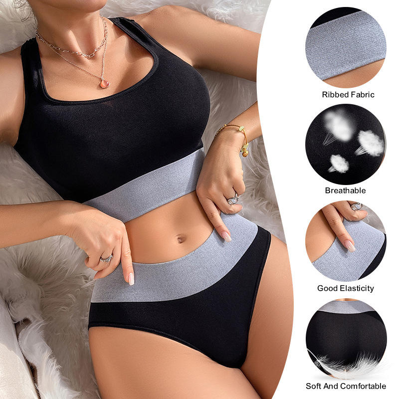 Wholesale 2 Piece Bra Sets Women Black Custom Logo Yoga Young Girl Seamless Sport Lingerie Set Ladies Women's Bra&Panties