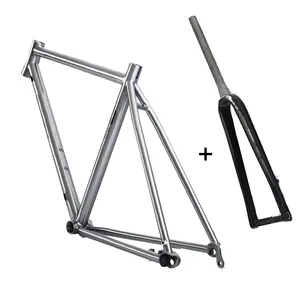 Factory Manufacturing 700c*350 Titanium Alloy Gravel Road Bike Frame with Thru Axle Flat Mount Disc Brake and Carbon Fork