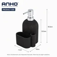 Distributeur de savon multifonctionnel en polyrésine avec bouteille rechargeable et accessoires d'organisation, noir, pour hôtels et cuisines