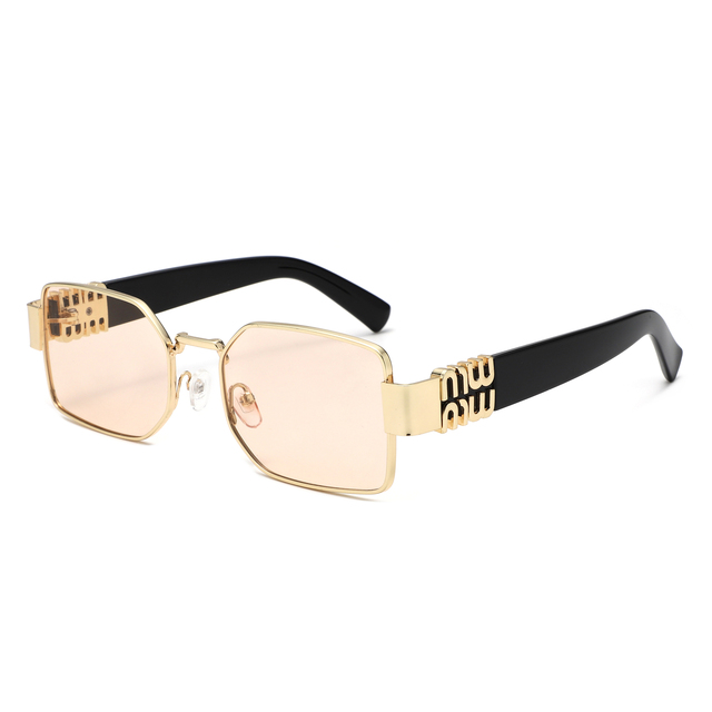 2025 New Luxury Brand Designer Square Sunglasses for Women Retro Metal Small Frame Polygon Sunglasses Fashion Rectangle Eyewear