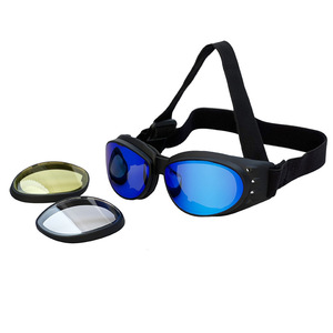 Gafas para perros con montura completa, lentes esféricas, UV400, policarbonato, reemplazables, protección ocular para mascotas al aire libre - Product Image 1