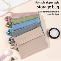Pochette de rangement en tissu à double fermeture éclair, couleur macaron, sac à maquillage portable, personnalisation du logo et des couleurs possible