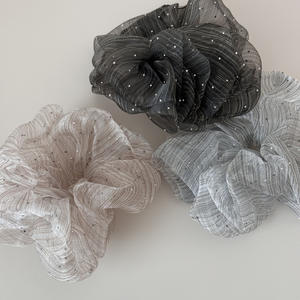 Anneau et accessoires pour cheveux en fil bulle et strass pour femmes élégantes, bandeau rayé en maille de 17 cm pour usage quotidien - Product Image 6