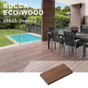 Rucca 138*23mm Pavimentazione per Esterni in Legno Plastico Impermeabile Installazione a Incastro Pavimento Ingegnerizzato in Teak PVC Noce per Giardino/Parco - Product Image 1