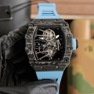 Reloj de Pulsera Mecánico Automático Premium para Hombre, con Caja de Fibra Deportiva, Esfera Esqueleto Tonneau, Correa de Goma y Movimiento Visible - Product Image 3