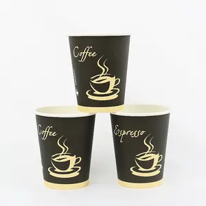 批发定制标志咖啡店外卖包装一次性浓缩咖啡杯纸杯