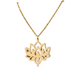 Women's Classic 316L Stainless Steel Link Chain Necklace Gold Plated <strong>Lotus</strong> Flower Pendant Anniversary Sublimation Jewellery - Product Image 2