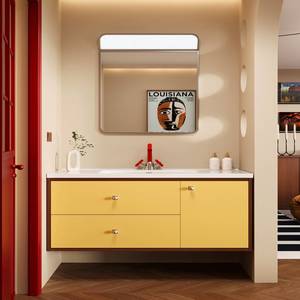 2026 Colorful Color Matching Design Ceramic Integrated Basin Intelligent <b>Mirror</b> Cabinet Bathroom Cabinet - Product Image 3