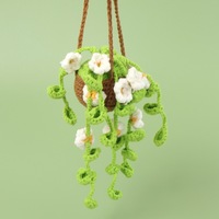 Crochet Violet voiture pendentif rétroviseur décoratif plantes en pot Crochet voiture miroir suspendu accessoires fête des mères cadeau