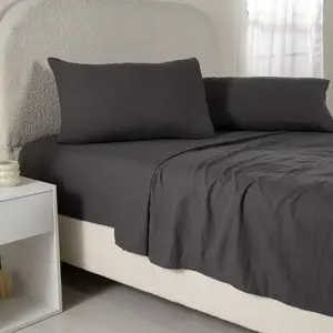 Ensemble de draps en coton lavé Viasoft, 2000 fils, taille double, hypoallergénique, literie pour la maison, lot de 4 pièces - Product Image 3