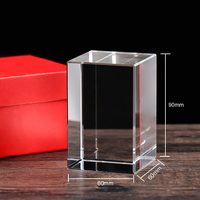 Máquina de Grabado Láser UV 3D Xtool, Cubo de Cristal K9 en Blanco de 60x60x90mm, Bloque de Cristal, Caja de Regalo Roja, Venta al Por Mayor