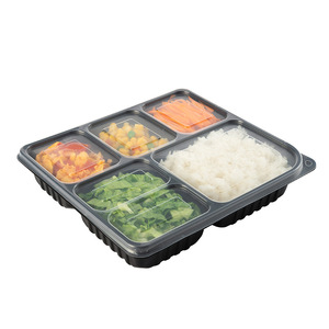 Recyclable Disposable Plastic 2 3 4 5 Compartment Restaurant Tiffin Lunch Bento Meal Prep Fast Food Containers Packaging Box