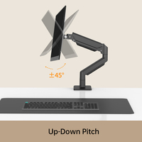 Support d'Écran de Bureau pour Ordinateur 13"-32" Hauteur Réglable en Aluminium avec Bras Unique à Ressort à Gaz en Stock