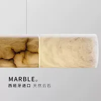 Lustre carré en marbre naturel doré Hullxine, luminaire moderne et luxueux à LED pour salle à manger et bar avec commande sans fil