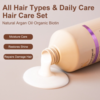 Ensemble de soins capillaires personnalisé à la biotine, shampoing et après-shampoing hydratants à l'huile d'argan marocaine pour une nutrition douce et un nettoyage en profondeur, OEM