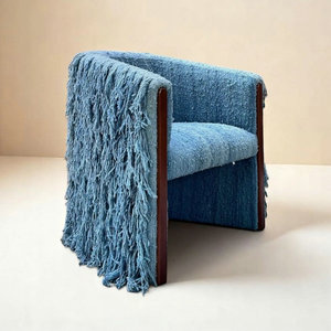 Heritage Craft Handmade Living Room Faux Wool Fringe <strong>Occasional</strong> <strong>Chair</strong> Wooden Formal Farmhouse Tassel Dining Room <strong>Chairs</strong> <strong>for</strong> <strong>Sale</strong> - Product Image 4
