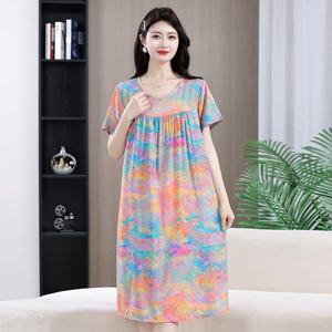 <span class=keywords><strong>ชุด</strong></span>นอนผู้หญิงไซส์ใหญ่ เนื้อผ้านุ่ม ระบายอากาศได้ดี เสื้อคลุมลำลองแขนสั้นสำหรับใส่พักผ่อนในฤดูร้อน ใส่ได้ทุกวันที่บ้าน - Product Image 2