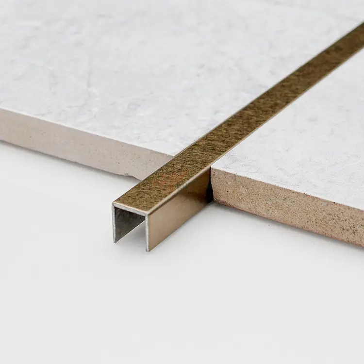Vibration finish marble floor transition strip 6mm L U channel shape stainless steel tile edge trim