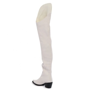 Bottes longues pour femmes, style western, en PU, à talon de 8 cm, bout pointu en métal, hauteur au-dessus du genou, avec empeigne en V, styles personnalisés, pour l'hiver - Product Image 4