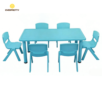 Meubles d'école et de maternelle modernes, durables, ergonomiques, respectueux de l'environnement, table et chaise en plastique pour enfants, hauteur fixe, pour salle de classe