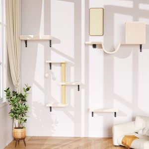 5-Piece ahşap kapalı kedi mobilya oyun seti duvara monte kedi tırmanıcı kınamak ev merdiven tırmalama kurulu kedi ağaçları Scratcher - Product Image 6