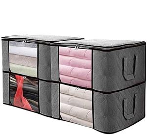 4 Bolsas de Almacenamiento Plegables de Gran Capacidad para Ropa, Organizadores de Tela No Tejida, Clásicas, Cuadradas, Plegables, Sostenibles - Product Image 1